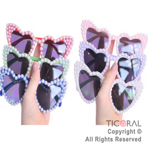 ANTEOJO CORAZON PERLAS COLORES SURTIDOS x 1